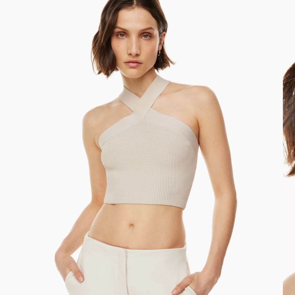 Aritzia Babaton Sculpt Knit cross cross cropped tank